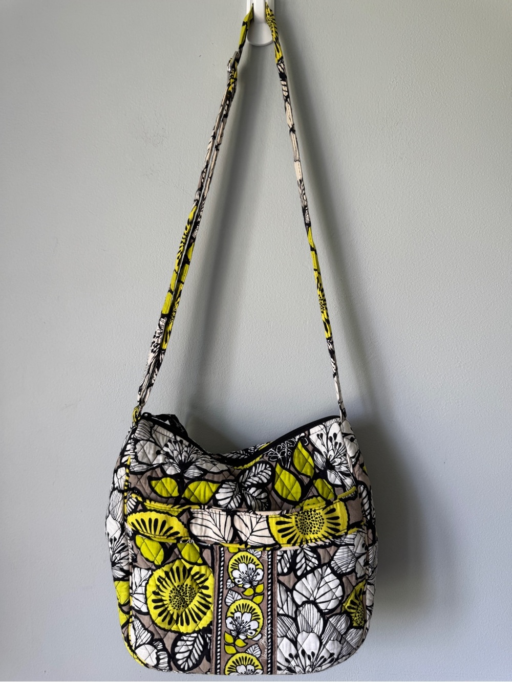 Vera Bradley Yellow, Black & White Quilted Floral Shoulder Bag